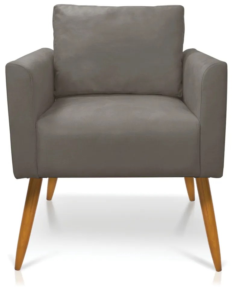 Poltrona Aline Suede Pés Palito Castanho D03 - D'Rossi - Grafite