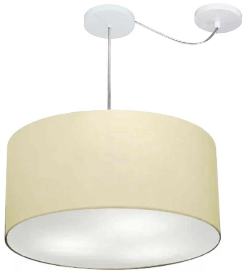 Lustre Pendente Cilíndrico Com Desvio Md-4261 Cúpula em Tecido 50x30cm Algodão Crú - Bivolt