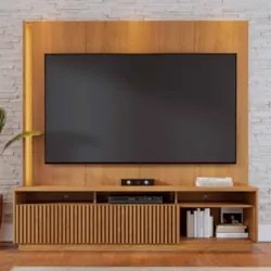 Estante Painel TV 75 Pol Com LED 200cm Mafra Freijó C05    - Mpozenato