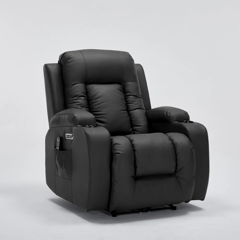 Poltrona do Papai Elétrica Reclinável Austin com Massagem Aquecimento entrada USB/USB-C PU Preto G94 - Gran Belo