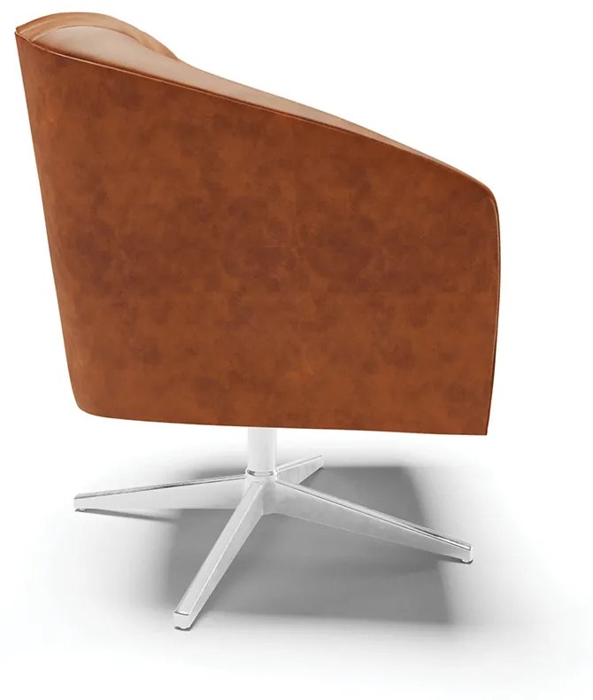 Poltrona Decorativa Giratória MA30 Stella Sintético PU D03 - D'Rossi - Nozes