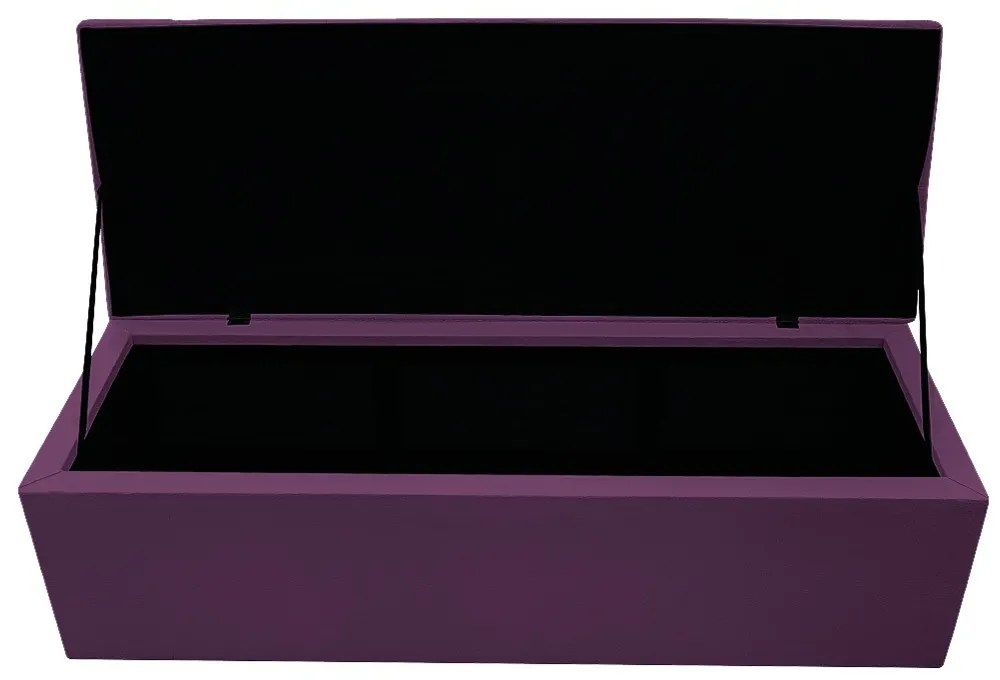 Recamier Baú Estofada Mel 140 cm Casal Com Capitonê  Suede Roxo - ADJ Decor