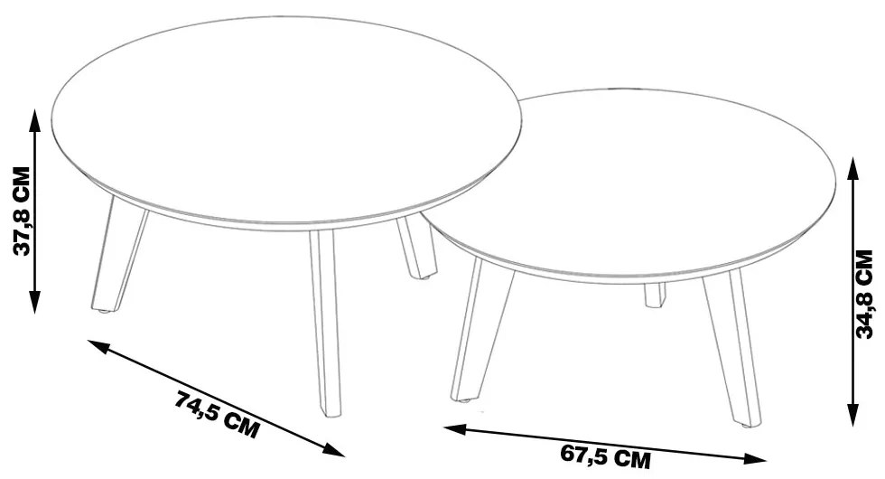 Conjunto Mesa de Centro Redonda Polly Off White G29 - Gran Belo