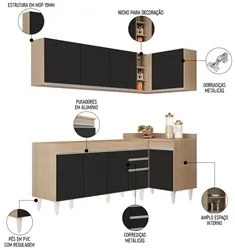 Armário de Cozinha Modulado de Canto Esquerdo 4 Peças CP49 Balcão sem