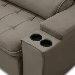 Sofá Retrátil Reclinável 3 Lugares 250cm Ginevra F05 Veludo Castor - M