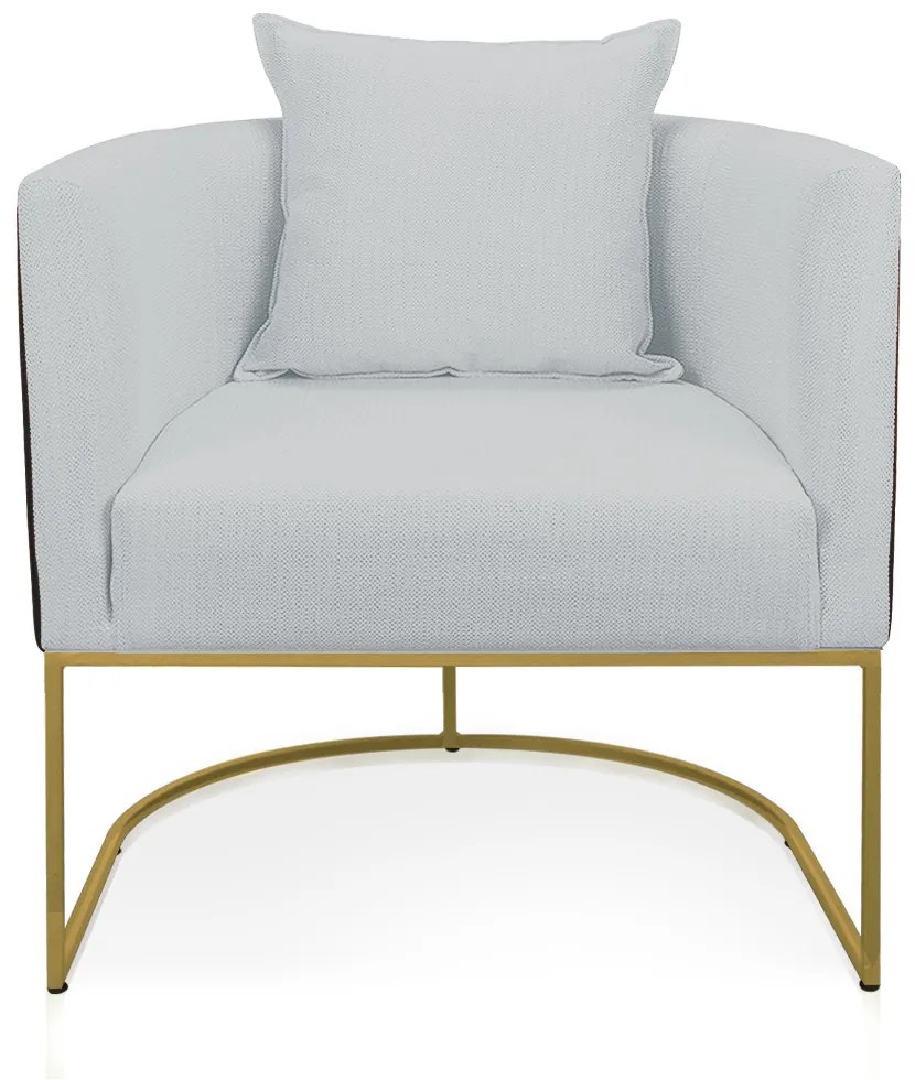 Poltrona Paola Corano Preto com Linho Base Metálica Dourado D03 - D'Rossi - A05 Cinza Claro