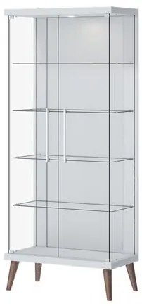 Cristaleira Opus Branco Acetinado Portas de Vidro 179cm - 79096 Sun House