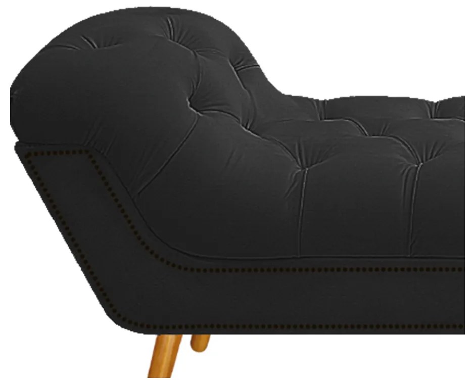 Calçadeira Estofada Veneza 160 cm Queen Size Suede Preto - ADJ Decor