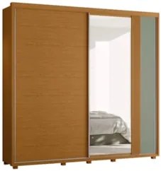 Guarda Roupa Casal 240cm com Espelho Aline Flex A02 Off/Sálvia - Mpoze