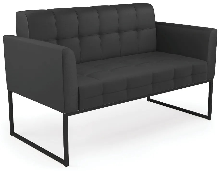 Sofá Namoradeira Elisa Corino Base Metálica Industrial Preto - D'Rossi - Preto
