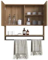 Gabinete de Banheiro Liny 80cm e Espelheira Moscow Mel Z54  - Mpozenat