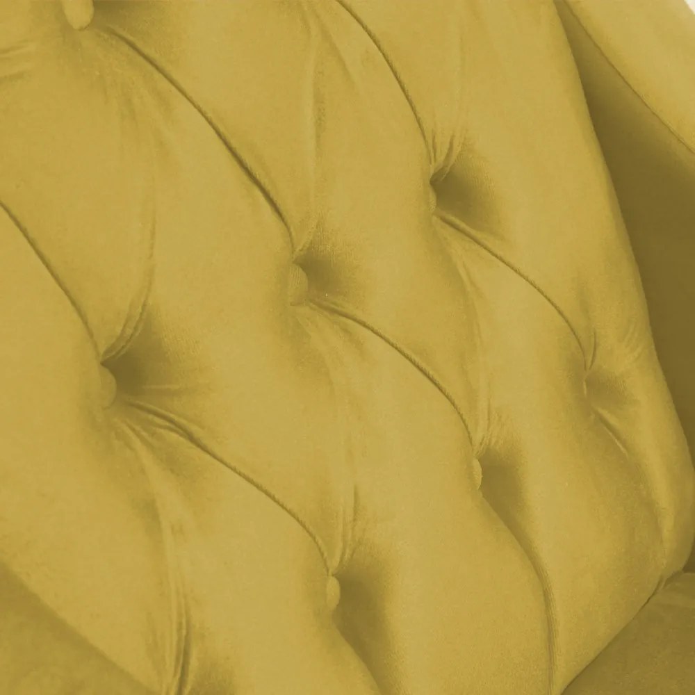 Poltrona Classic Suede Amarelo Pés Palito Sala, Quarto, Decoração