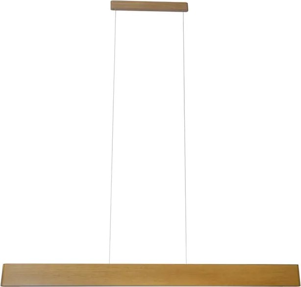 Pendente Led Madeira Castanho 34w Rettangolare