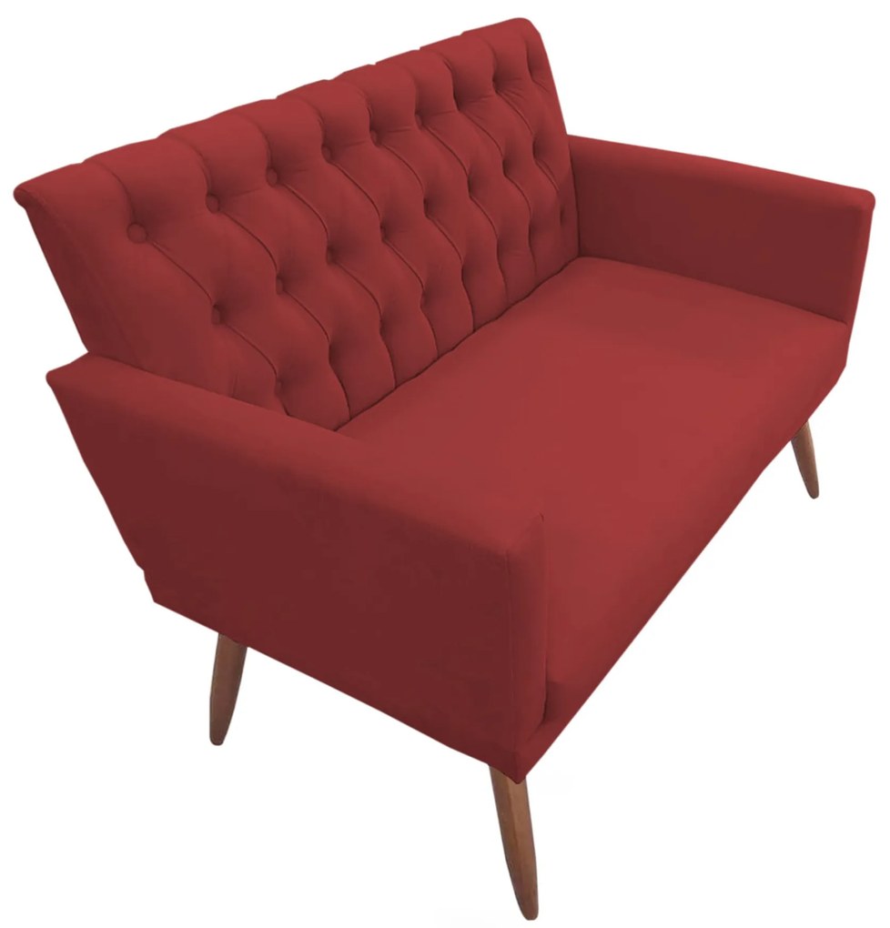 Poltrona Namoradeira Clara Capitonê Pés Palito Suede Vermelho - Sheep Estofados