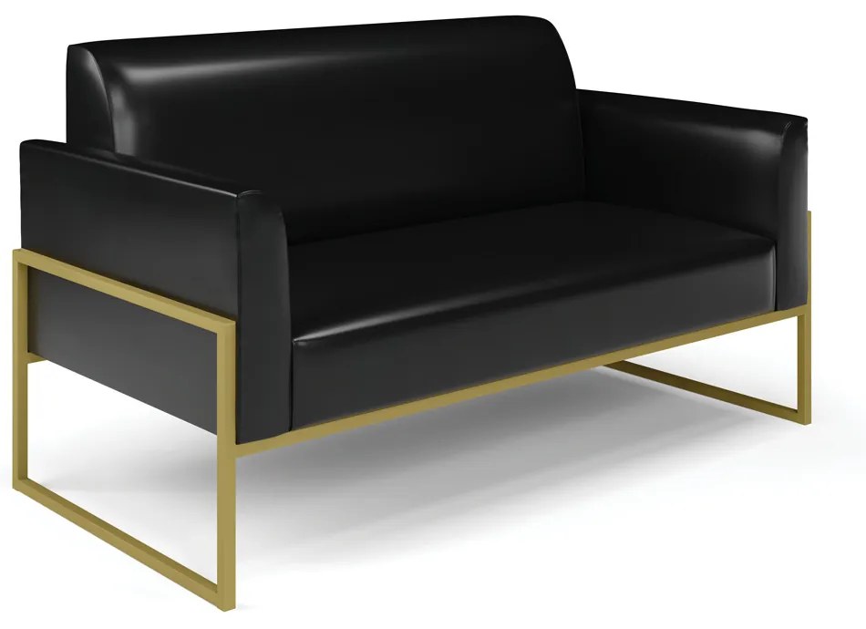 Sofá Namoradeira com Poltrona Base Industrial Alta Dourado Marisa Corano D03 - D'Rossi - Preto