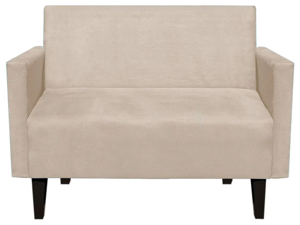 Namoradeira Jade 02 Lugares Suede Bege Pés Chanfrado Tabaco - D'Rossi
