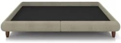 Cama Casal Base Box 193x203cm Pés Madeira Cold Z37 Veludo Bege - Mpoze