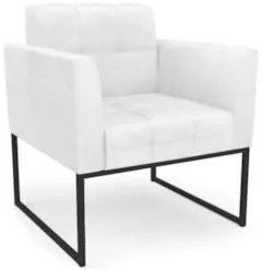 Sofá Namoradeira e 2 Poltronas Base Industrial Preto Ana Sintético PU