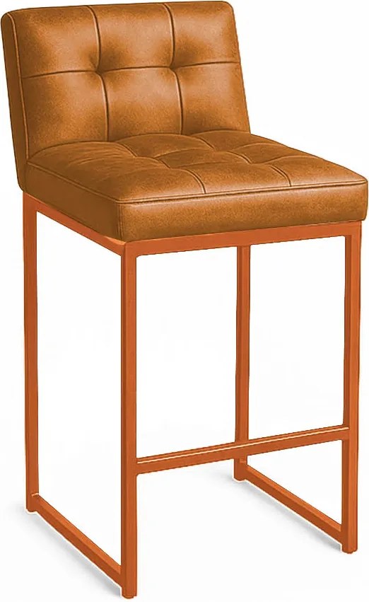 Banqueta Cozinha Alta com Encosto Industrial Bronze Lirina PU C05 - D'Rossi - Whisky