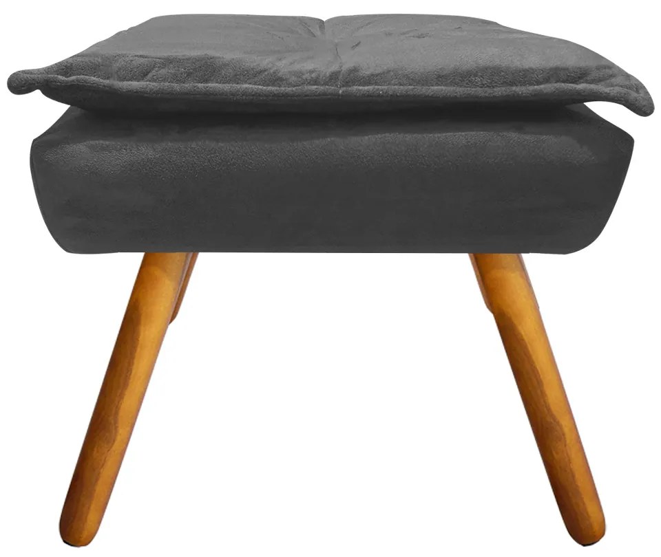 Puff Banqueta Decorativo Pé Palito Opala Suede D03 - D'Rossi - Grafite