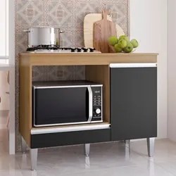 Balcão de Cozinha Para Cooktop e Forno Microondas Carla Amêndoa/Preto