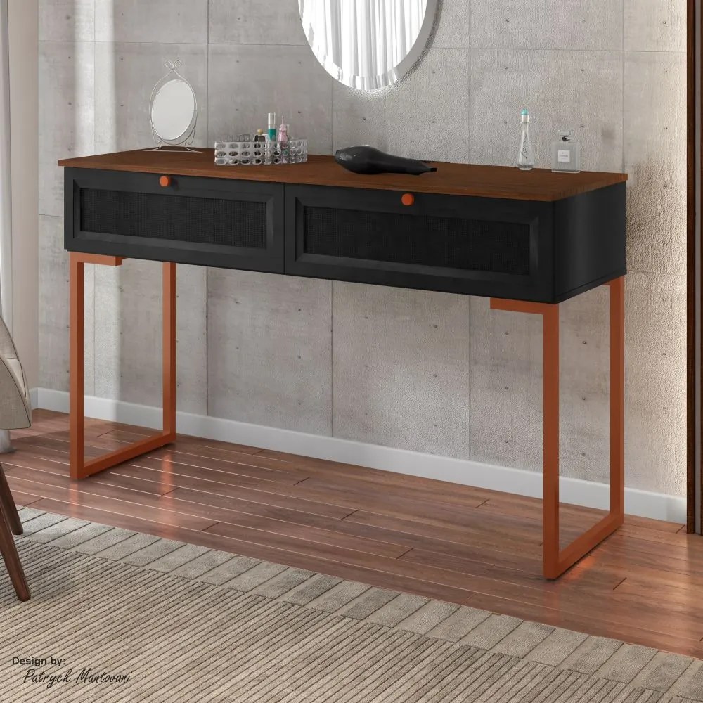 Aparador com Pé de Ferro Iron 136cm Imbuia/Preto/Cobre - Vizzato - Preto