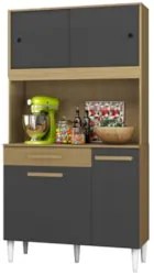 Cozinha Compacta 91cm Com Tampo Bayek Atacama/Grafite A15  - Mpozenato