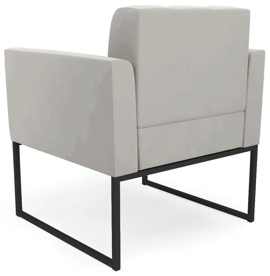 Poltrona Elisa Veludo Base Metálica Industrial Preto D03 - D'Rossi - Cinza