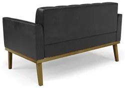 Sofá Namoradeira e 2 Poltronas Base Madeira Castanho Ana Sintético PU