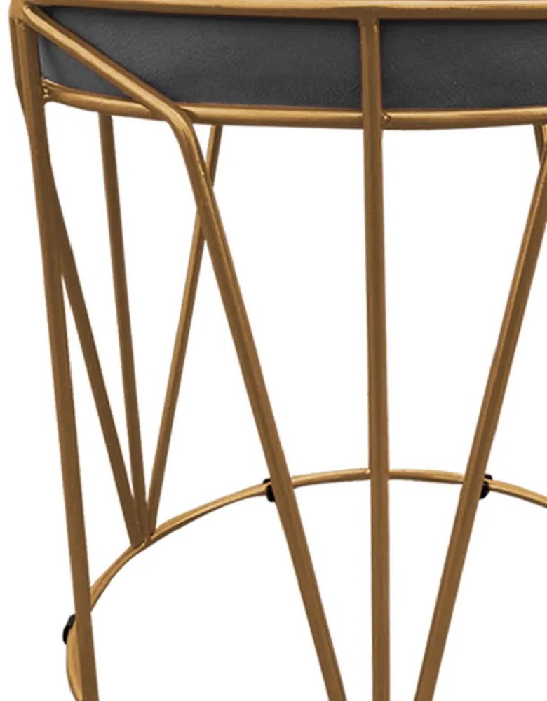 Puff Multiuso com Mesa Babu 2 em 1 Suede Base Dourado D'Rossi - Grafite