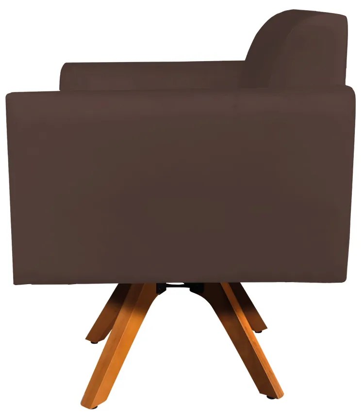 Poltrona Giratória Marisa Suede Base Madeira MM30 D03 - D'Rossi - Marrom