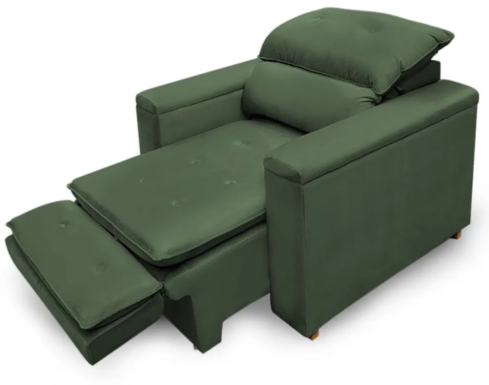 Poltrona Reclinável Retrátil Onix Veludo Verde - Sheep Estofados - Verde escuro