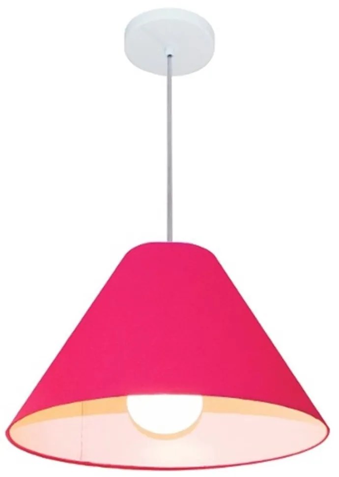 Lustre Pendente Cone Md-4078 Cúpula em Tecido 25/40x15cm Rosa Pink - Bivolt