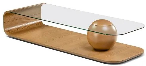 Mesa Centro Fusion Tampo Vidro Base Amêndoa 120cm - 78908 Sun house