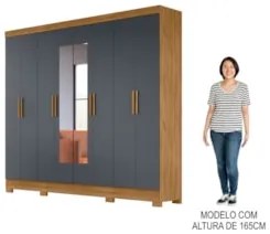 Guarda Roupa Casal com Espelho 8 Portas 236cm Ágata Z17 Freijó/Cinza -