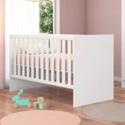 Berço Americano Mini Cama e Cômoda Com Porta Doce Sonho Branco - Qmovi