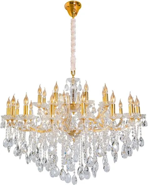 Lustre Cristal K9 Metal Dourado Ø115cm Castle