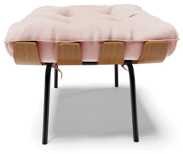 Kit 02 Puffs Costela Veludo Verde Base Metálica Preto - D'Rossi