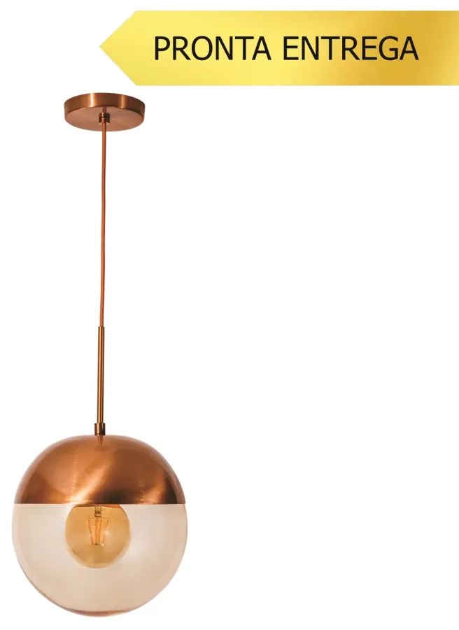 Pendente Pool Ø14X17,5X100Cm Globo Ø14 1Xe27 - Usina 16630/14 (DR-PV - Dourado Brilho Polido, Fosco (Branco))