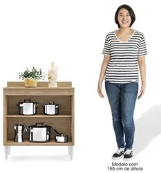 Balcão Gabinete 80cm 2 Portas Hawai Castanho/Cinza - Lumil Móveis