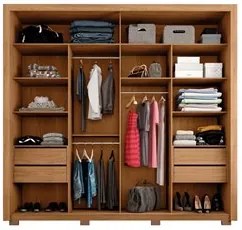 Guarda Roupa Casal 2 Portas de Correr com Espelho Praticus Buriti/Fend