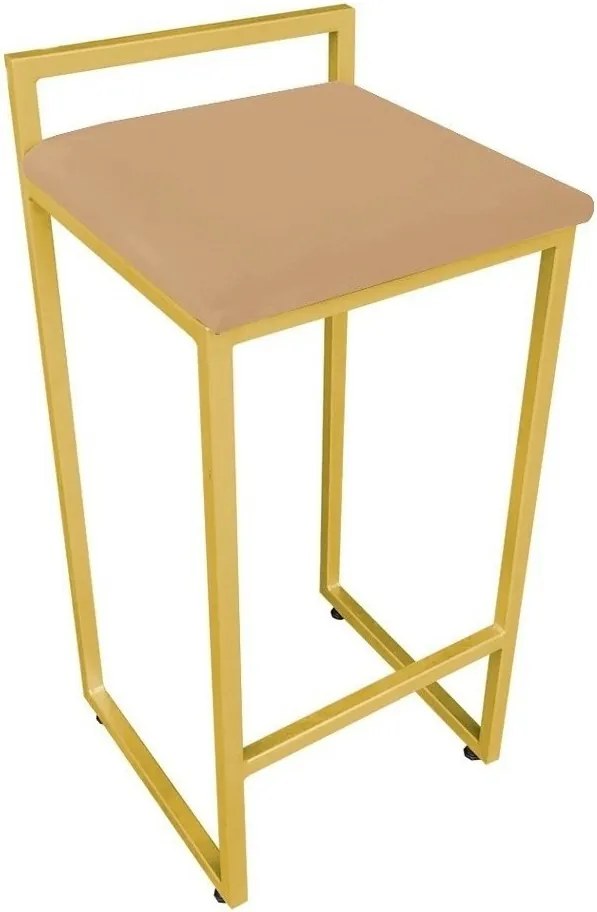 Conjunto 02 Banquetas Pietra Suede Base Dourado D03 - D'Rossi - Caramelo sisal