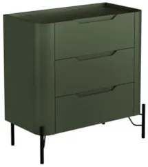 Mesa Cabeceira Quarto 68cm 3 Gavetas Blen Musgo/Preto I06 - Mpozenato