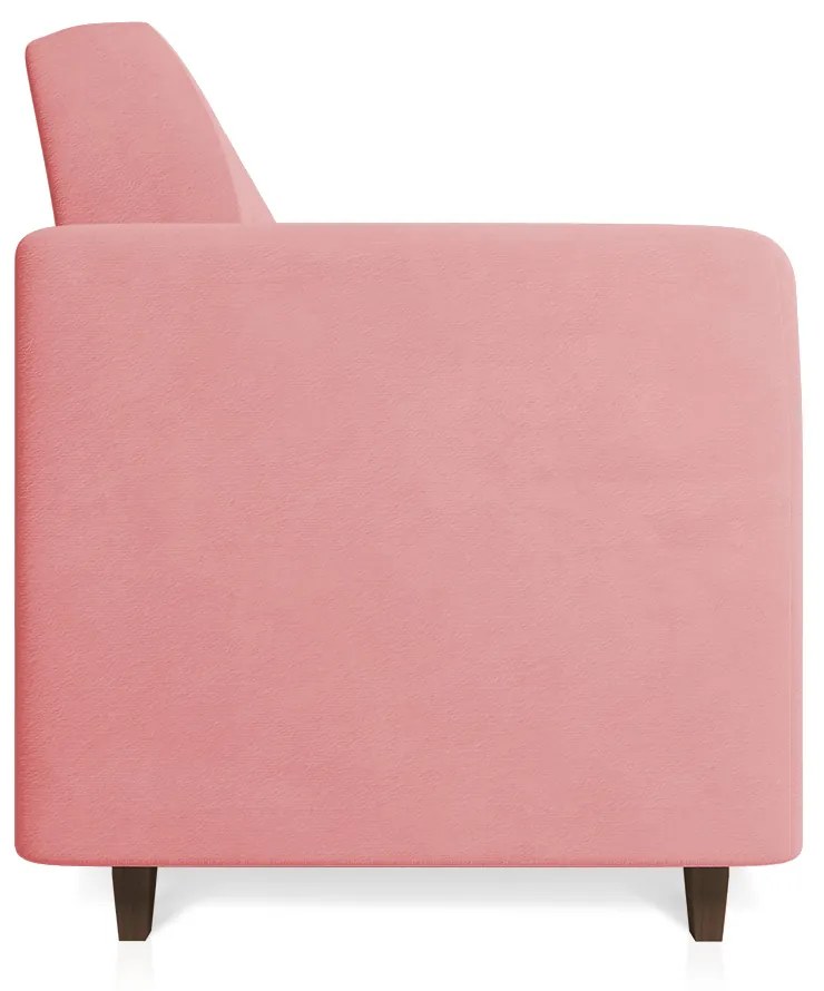 Sofá 03 Lugares Arezzo Suede Rosê Pés Chanfrado Tabaco - D'Rossi