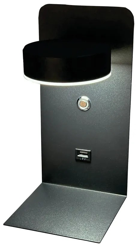 Arandela Ato 12X23,5Cm Led 8W Dimerizável 3000K Bivolt Preto Entrada U...