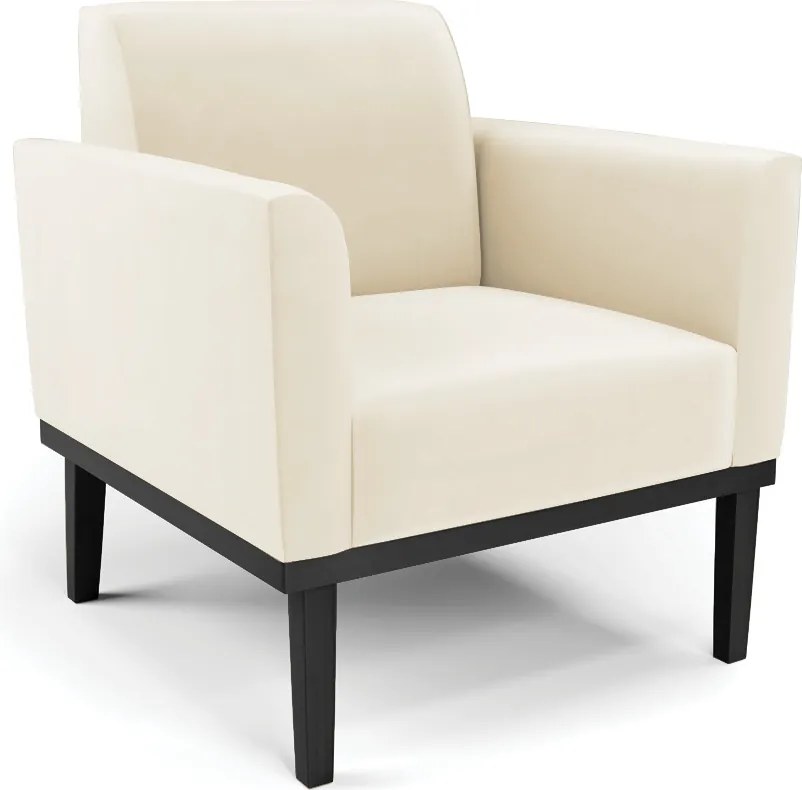 Poltrona Decorativa Isabella Pés Fixo em Madeira Preto Veludo Bege G19 - Gran Belo