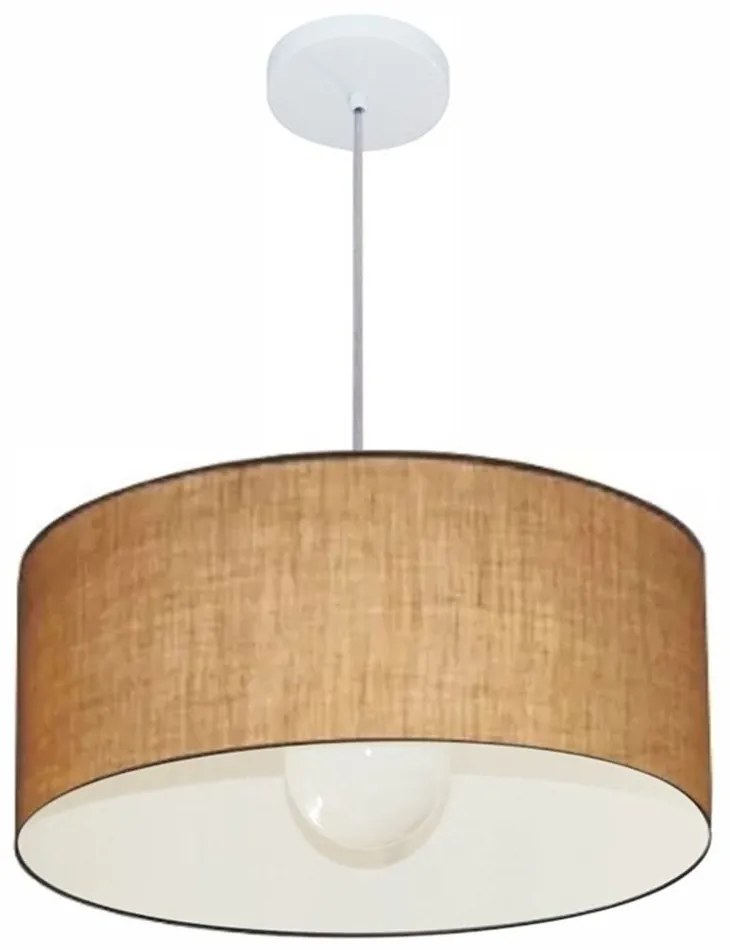 Lustre Pendente Cilíndrico MD-4052 Cúpula em Tecido 50x21cm Palha - Bivolt