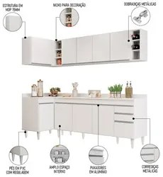 Armário de Cozinha Modulado de Canto Direito 5 Peças CP44 Balcão com T