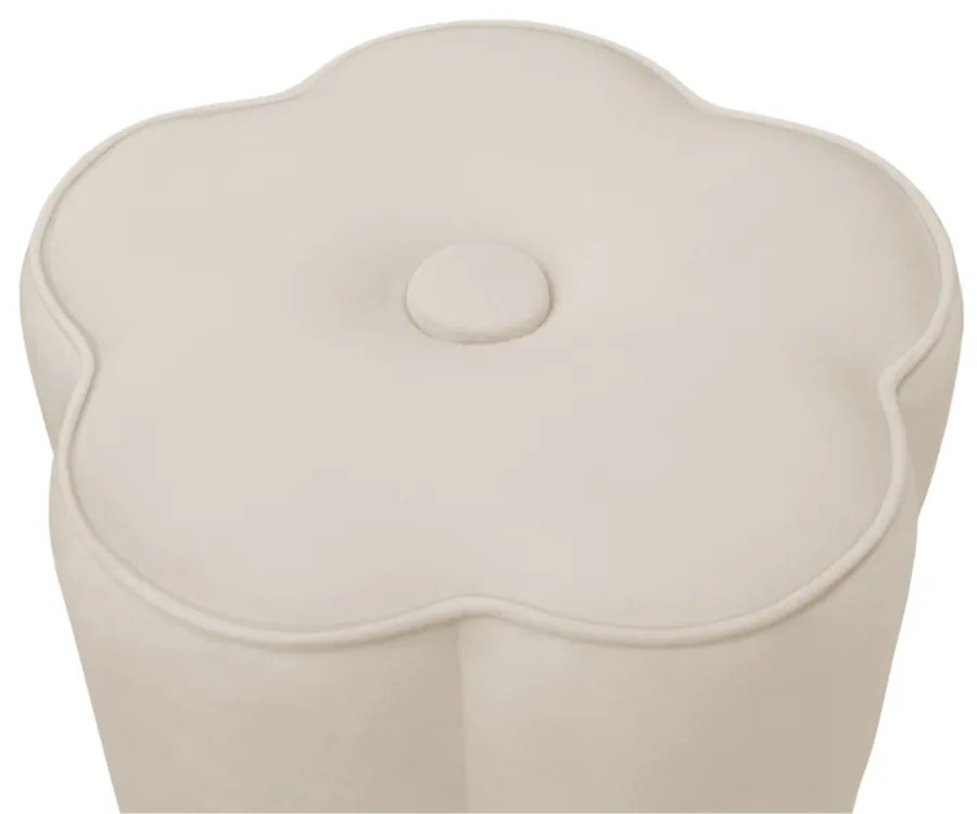Puff Decorativo Flor Veludo - Bege
