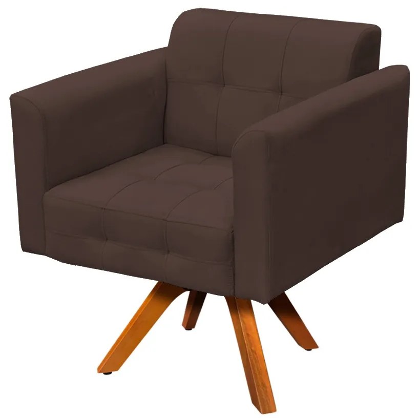 Poltrona Decorativa Giratória MM30 Elisa Suede Marrom D03 - D'Rossi